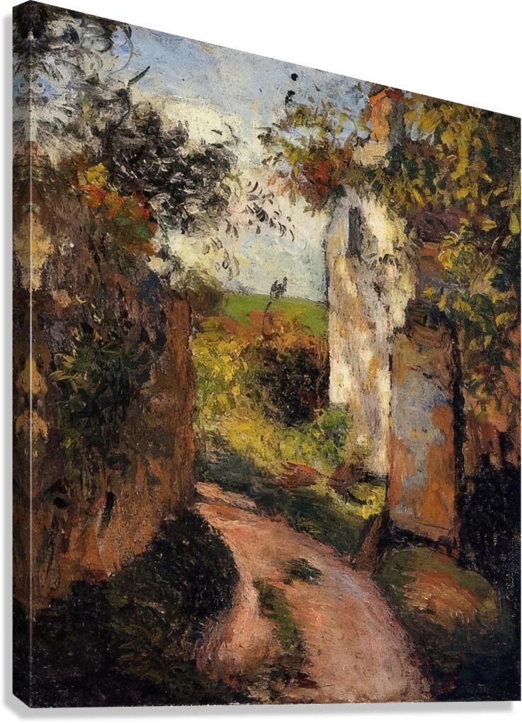 A Peasant in the Lane at Hermitage Pontoise 187 - Camille Pissarro Canvas Print