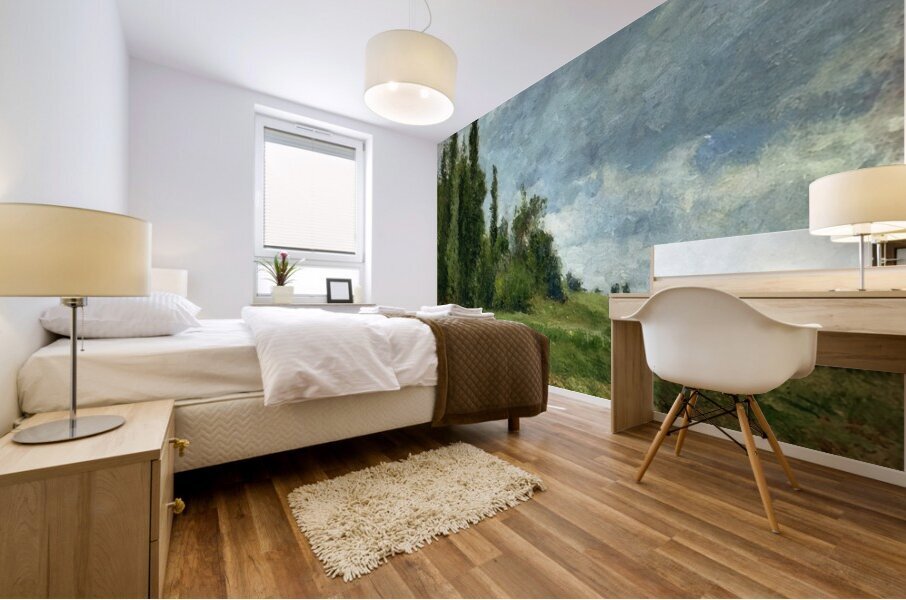 A part of Groettes Pontoise Gray Weather - Camille Pissarro Mural print