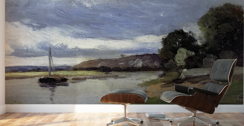 Banks of a River with Barge 1864 Camille Piss Wall Murals